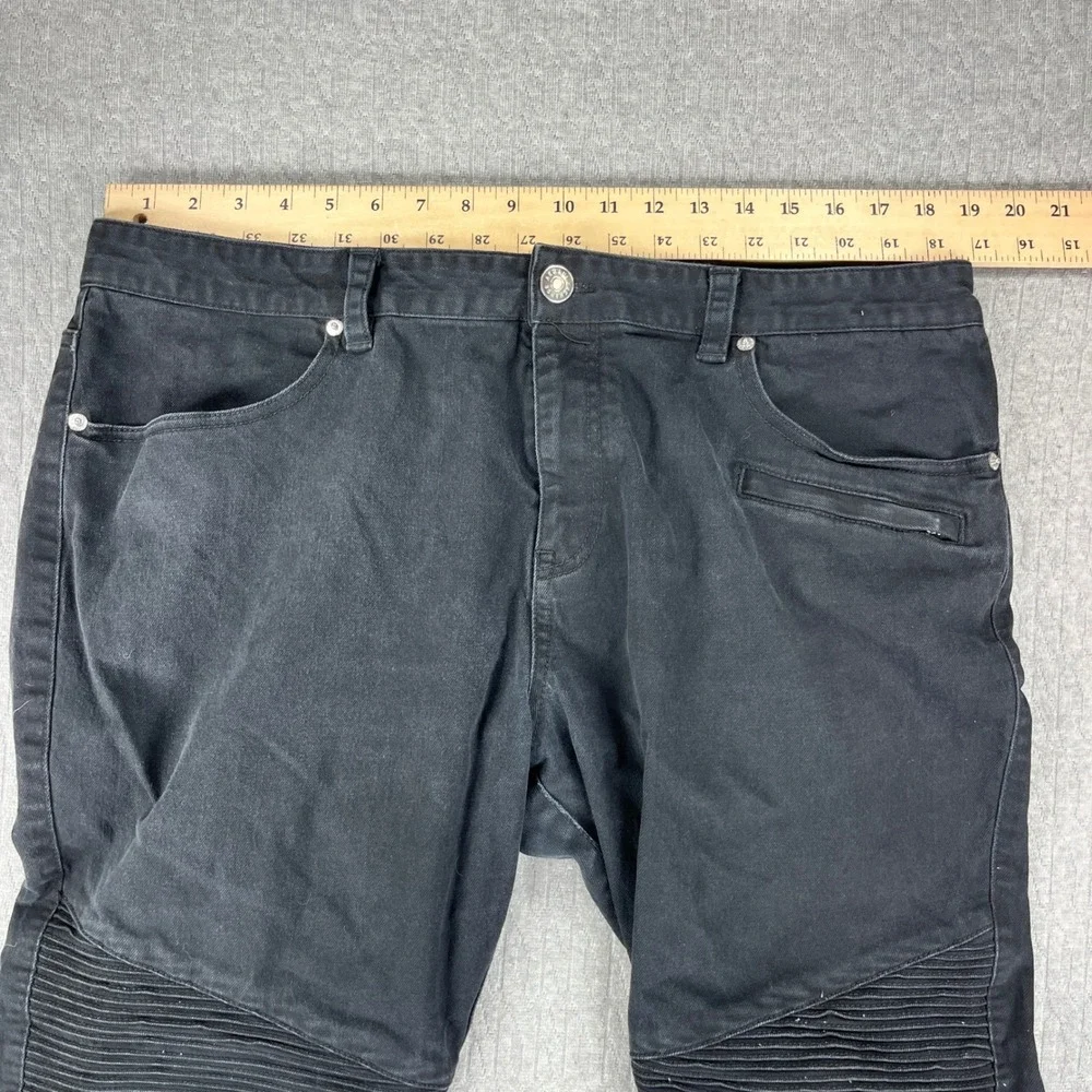 Armani Exchange Biker Pants Mens 38(37x32 Black Slim Fit Moto Ribbed Paneled